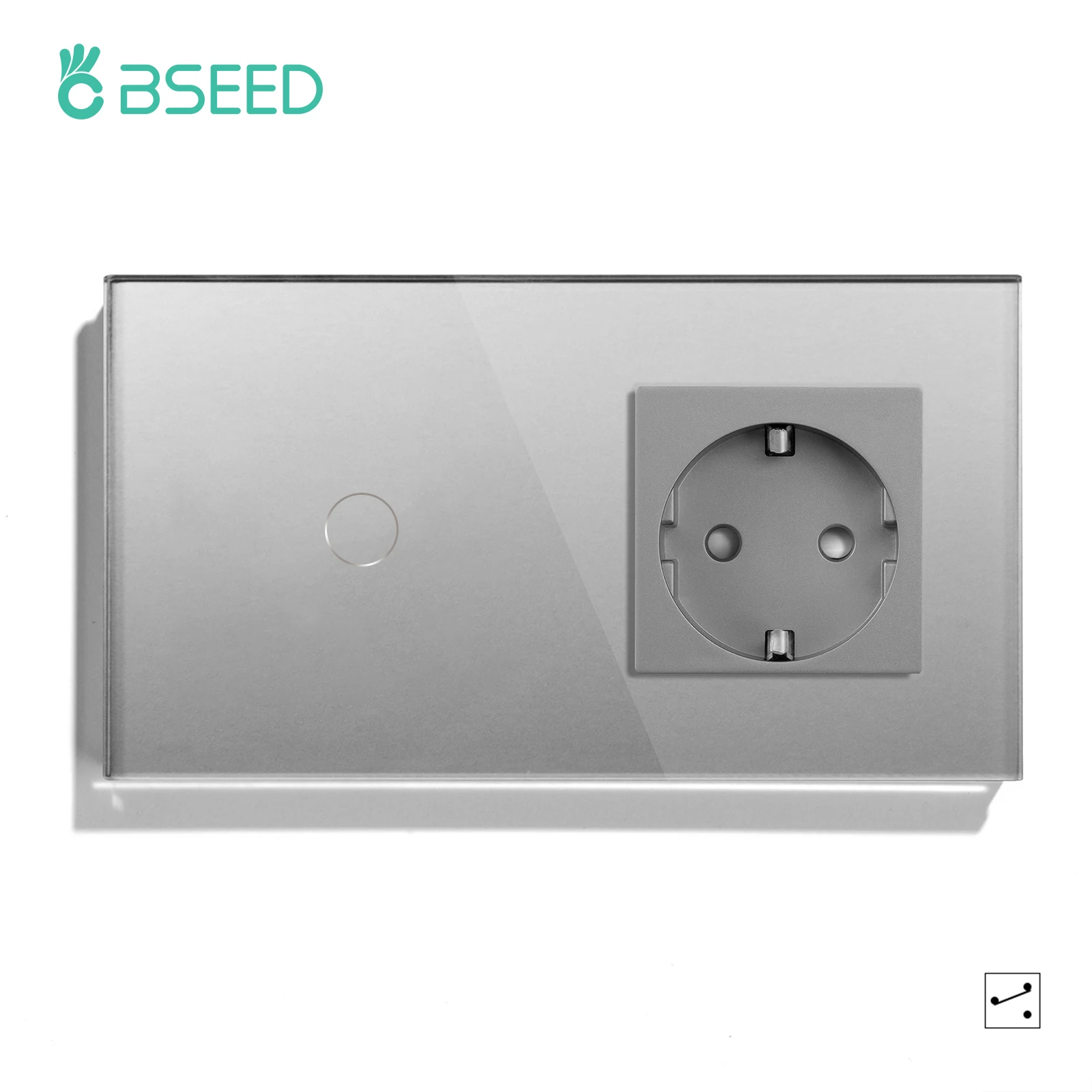 Bseed EU-Standard 1/2-Gang 2/3-Wege Touch-Lichtschalter Schwarz Weiß mit Kristallglas-Panel Wandschalter für Treppenbeleuchtung