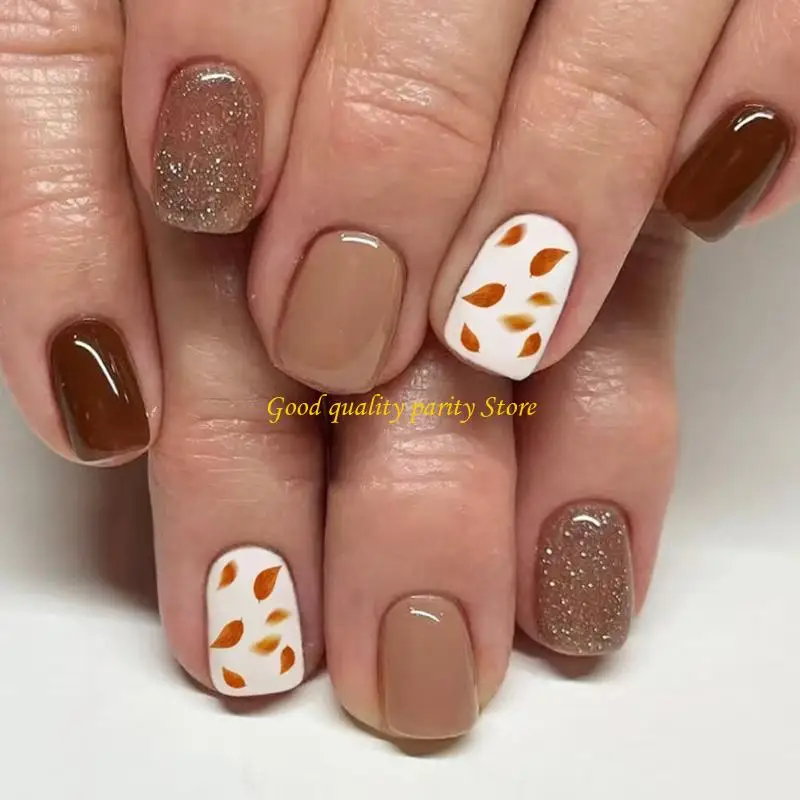 

M4YA многоразовый пресс на кончиках со светящимися узорами листьев прочный фальшивый гвоздь для дневного удобства легкое