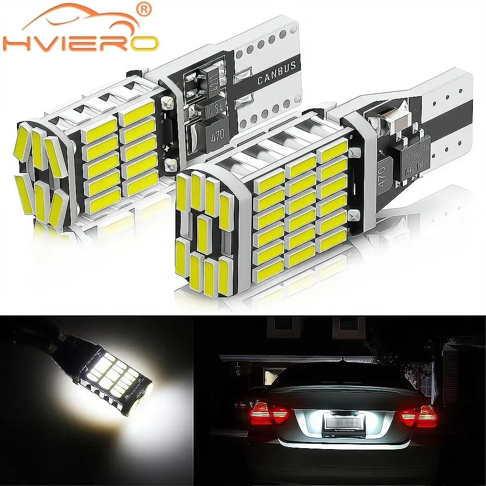 

2pcs T15 Car Led Lights 4014 45SMD Interior Accessories Lamp Headlights Tail Reverse Light 6000K White 12V Waterproof Universal