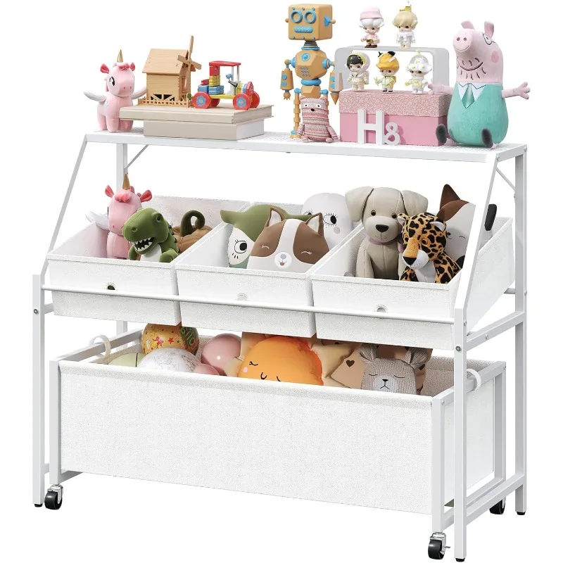 

Toy Storage Organizer, Kids Toy Organizers and Storage Bins, Toy Storage Shelf with Wheeled
