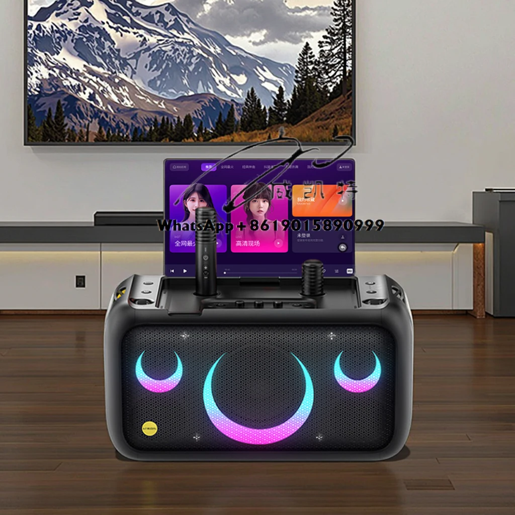 

Home KTV Audio Speaker Portable RGB LED Lighting Woofer for Home Theatre and Camping Singing Kalaok Treasure