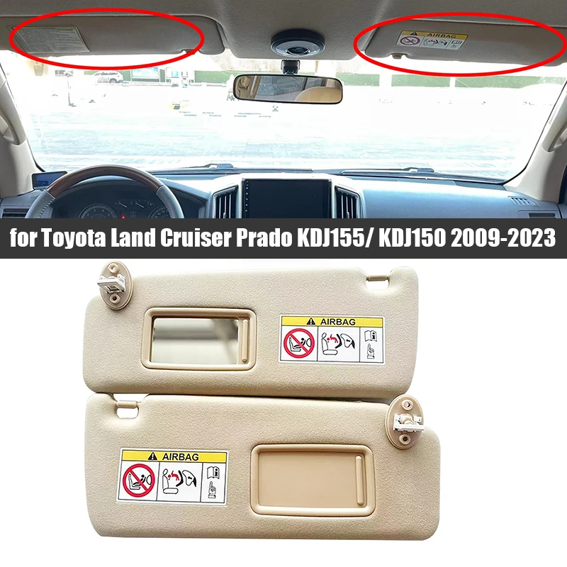 

1pair Car Front Windshield Sun Visor Board With Cosmetic Mirror for Toyota Land Cruiser Prado KDJ155/ KDJ150 2009-2023