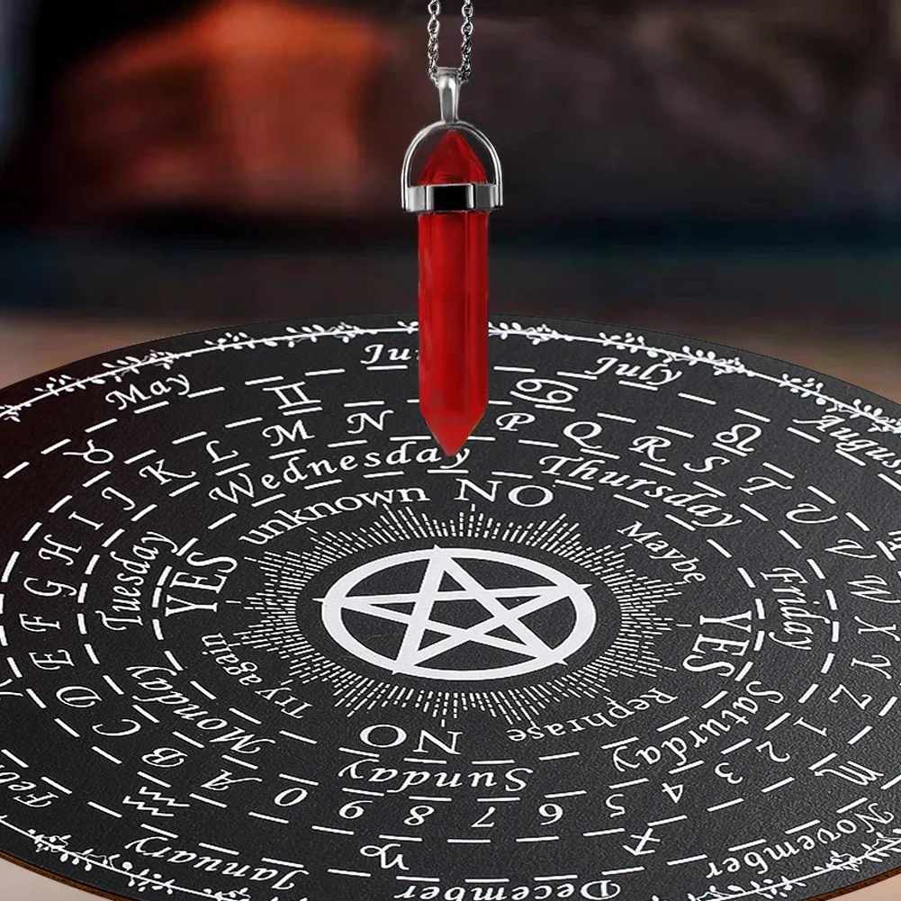 

25cm Black Laser Engraved Star Wooden Board Coaster Meditation Yoga Mat Wicca Astrology Divination Board Home Decor Supplies