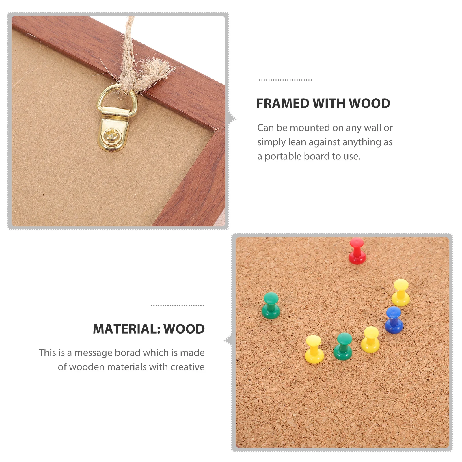 

Photo Wall Cork Board Wooden Bulletin Message Memo Pin Notice Display For Home Office Classroom Chalkboard Menu Wall Decor