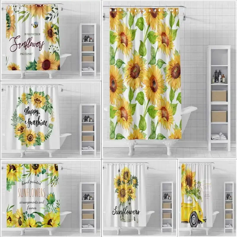 

Nordic Sunflower Shower Curtain - Waterproof Mildew Proof and Splash Proof