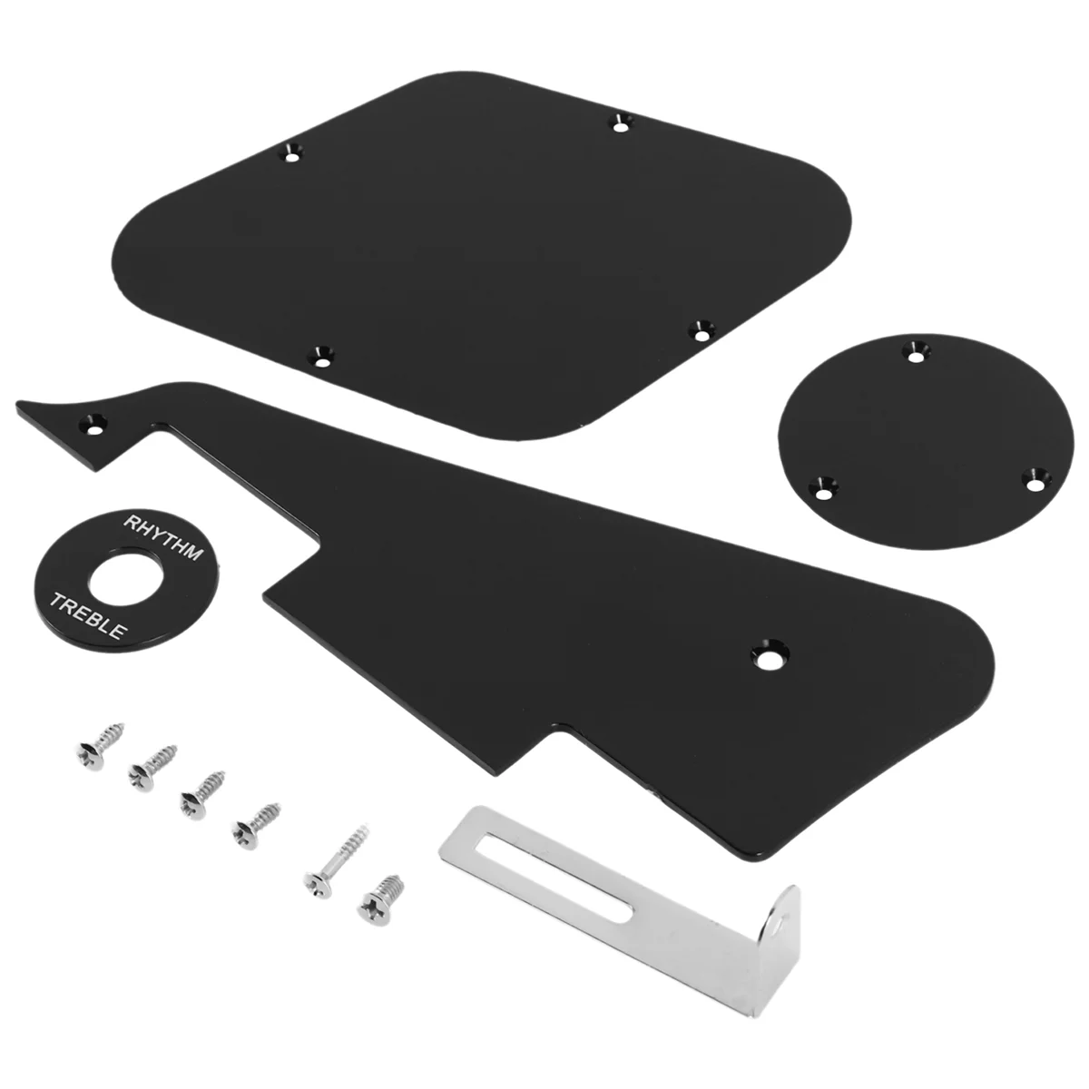 ABAZJ 1 Juego de golpeador negro/cavidad/cubiertas de interruptor/placa selectora de pastilla/soporte/tornillos para estilo de guitarra LP