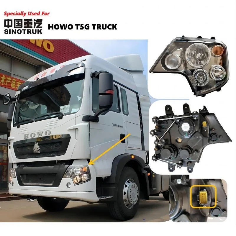 

Specially Used For HOWO T5G Truck Headlight Assembly (Left Side) WG9925721001 T5G Head Lamp T5G Front Lamp T5G Front Light