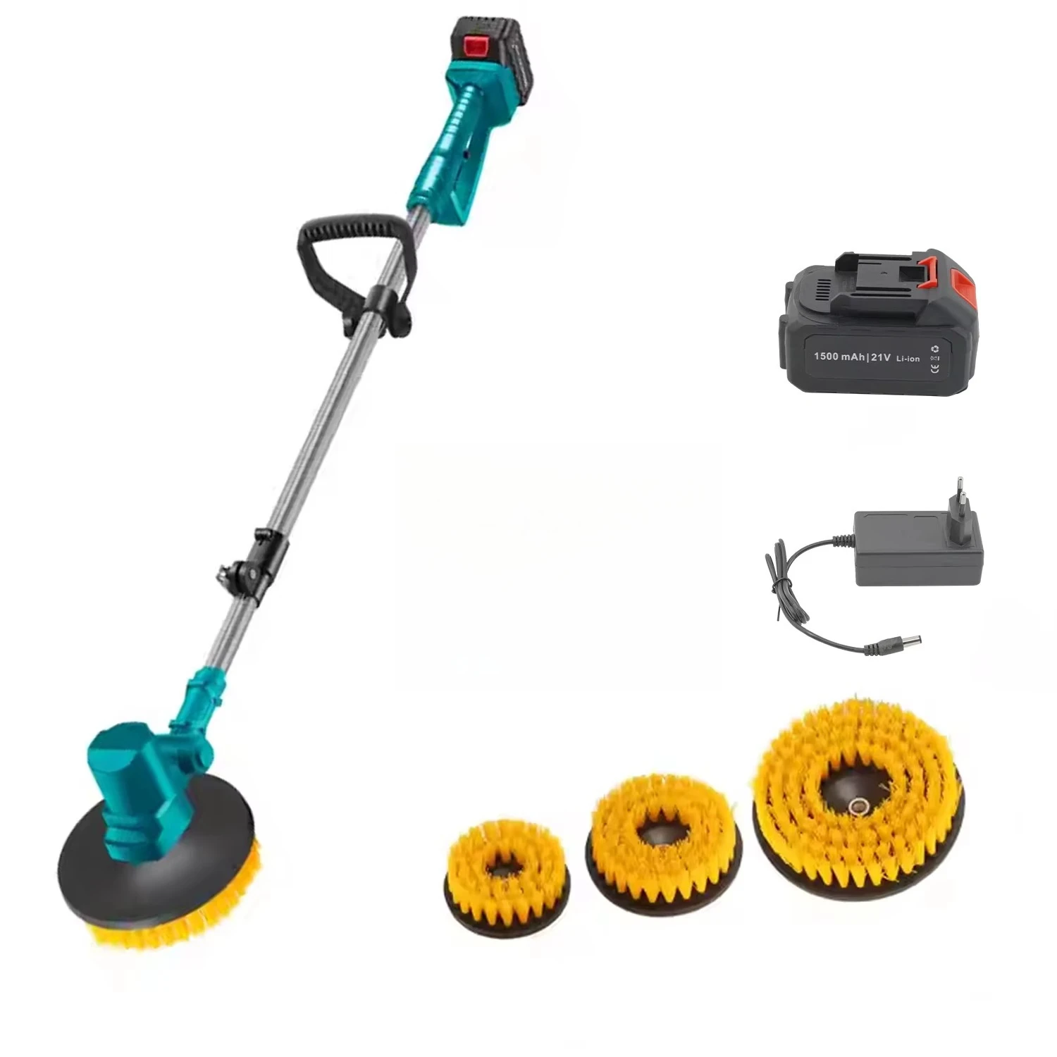 Vertak Powerful 3 in 1 Electric Spin Scrubber Brush Extension Handle Household Electric Spin Brush Cordless Motor Cleaning Brush