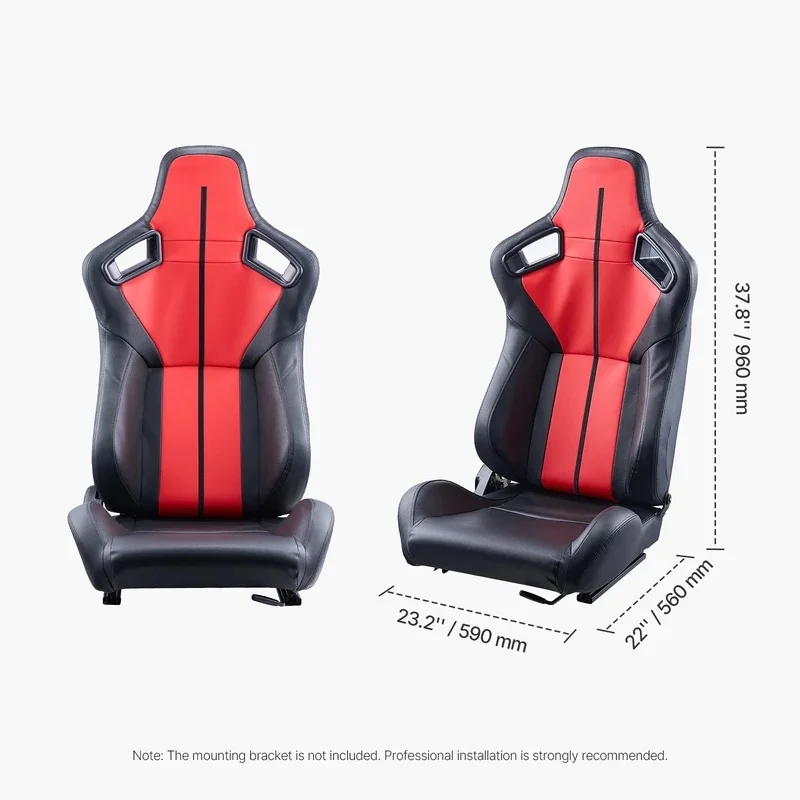 High Quality Adjustable Racing Cockpit Seat Wide Angle Reclining PVC Leather Q235B Slider Sport Auto Interior Modification Acces