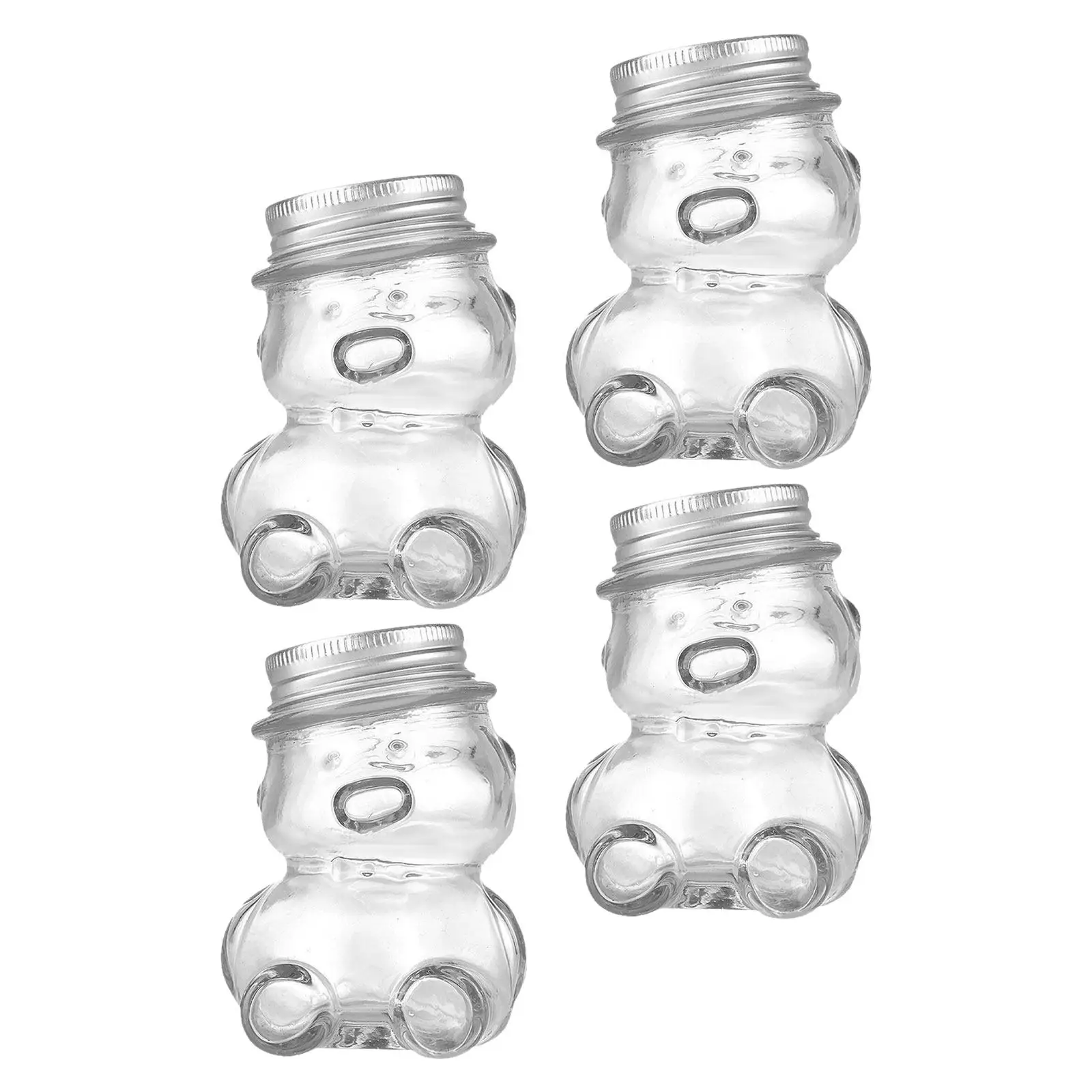 

4Pcs Transparent Honey Jar 160Ml Glass Bear Shaped Bottles with Lid Secure Seal for Wedding Birthday Gift Favors