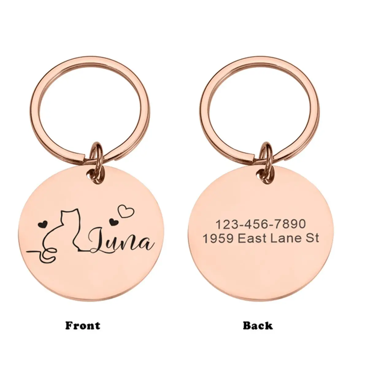 1PC Diy Line art Love cat outline Customized Pet Nameplate For Cat Decor Pet ID Name Number Address For Kitten