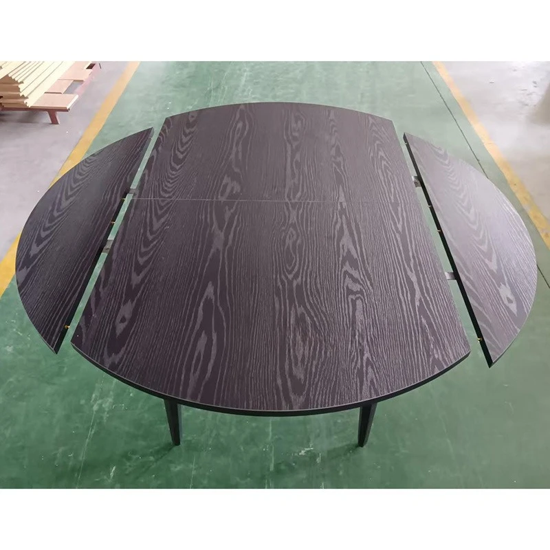 The retractable round dining table becomes larger, the oval shape is lengthened and extended, and the dining room table is round