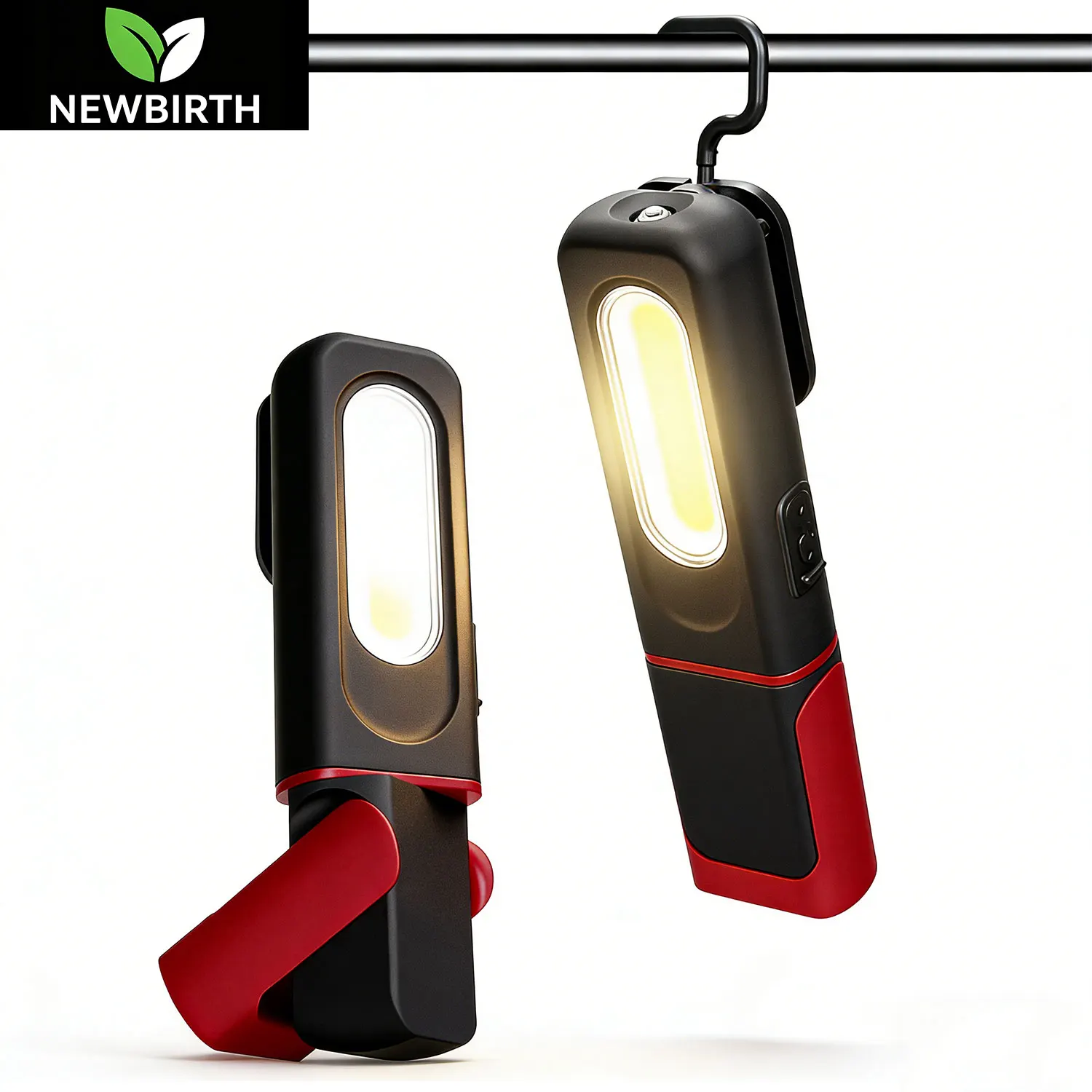 Portable LED COB Emergency Flashlight With Magnetic & Hook Rechargeable Work Light 3 Modes Free Angle Adjust Waterproof Lamp