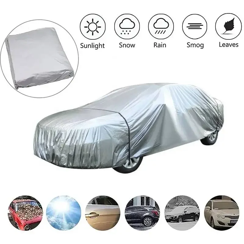 

Car Cover Outdoor Protection Full Exterior Snow Cover Sunshade Dustproof Protection Cover Universal for Hatchback Sedan SUV