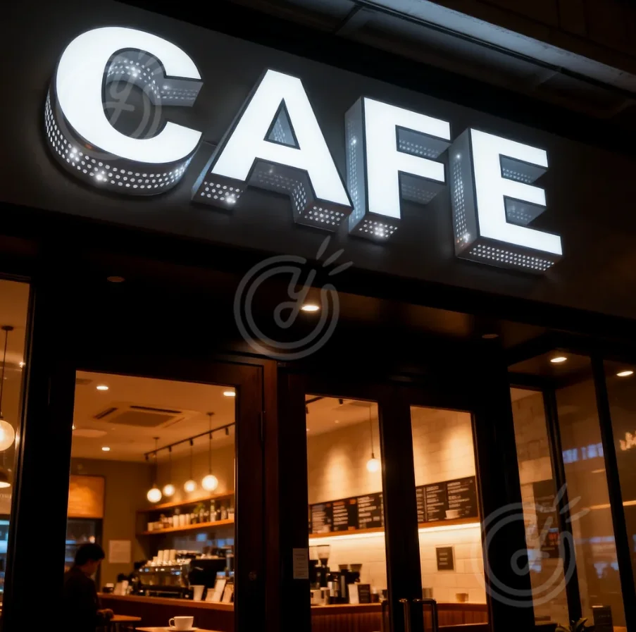 

Индивидуальная 3D металлическая вывеска с боковой подсветкой для наружного применения, рекламная светодиодная вывеска для кофейни, светящийся логотип, декоративная световая вывеска для бизнеса