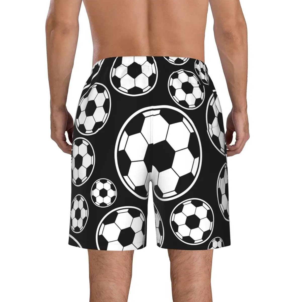 Costume da bagno da uomo con motivo pallone da calcio, costume da bagno, boxer, da spiaggia, ad asciugatura rapida