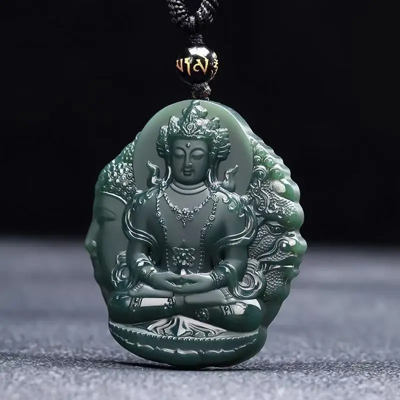 

L Hetian Jade Sapphire One Thought Between Нефритовый кулон Мужской сапфировый нефритовый Будда Мужская и женская двусторонняя подвеска по знаку зодиака