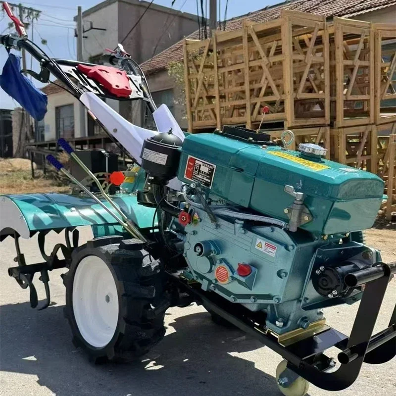 Engine micro tiller, four-wheel drive high-horsepower tillage scarifier, multi-purpose tillage lawn mower