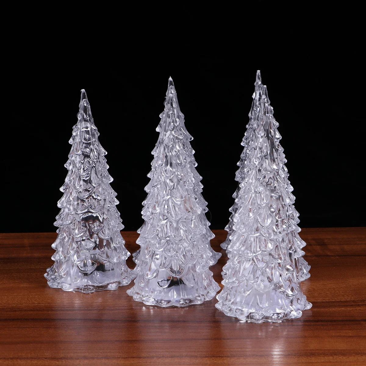 

12Pcs Mini Crystal Color Changing LED Christmas Tree Acrylic Tabletop Desktop Decor Night Light Party Decoration