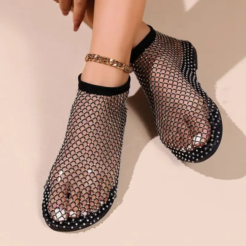 ASILETO New Women Sandals Flats Round Toe Slip On Female Mesh Breathable Large Size 41 42 43 Summer Daily Female Casual Shoes