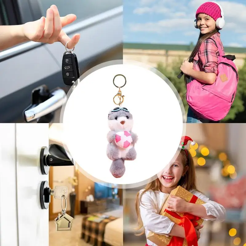 Plush Animal Keychain Decorative Bag Pendant Small Animals Plush Keychain Cartoon Animal Plushies Backpack Charm For Purse