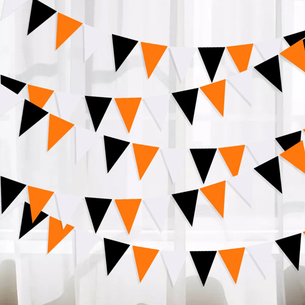 

Bunting Decorative Flag Fall Black Pennant Flags Cloth Banner Orange White Triangle