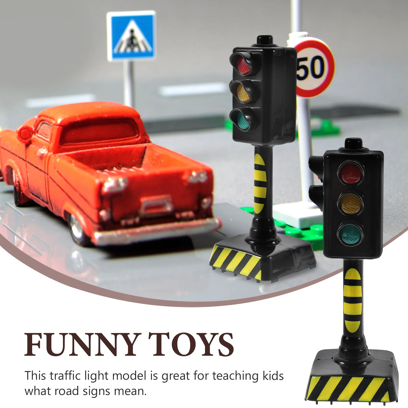 2PCS Mini Signal Light Model Toy Simulated Traffic Light Toy Imitation Road Scene Props Traffic Safety Education Toy Early