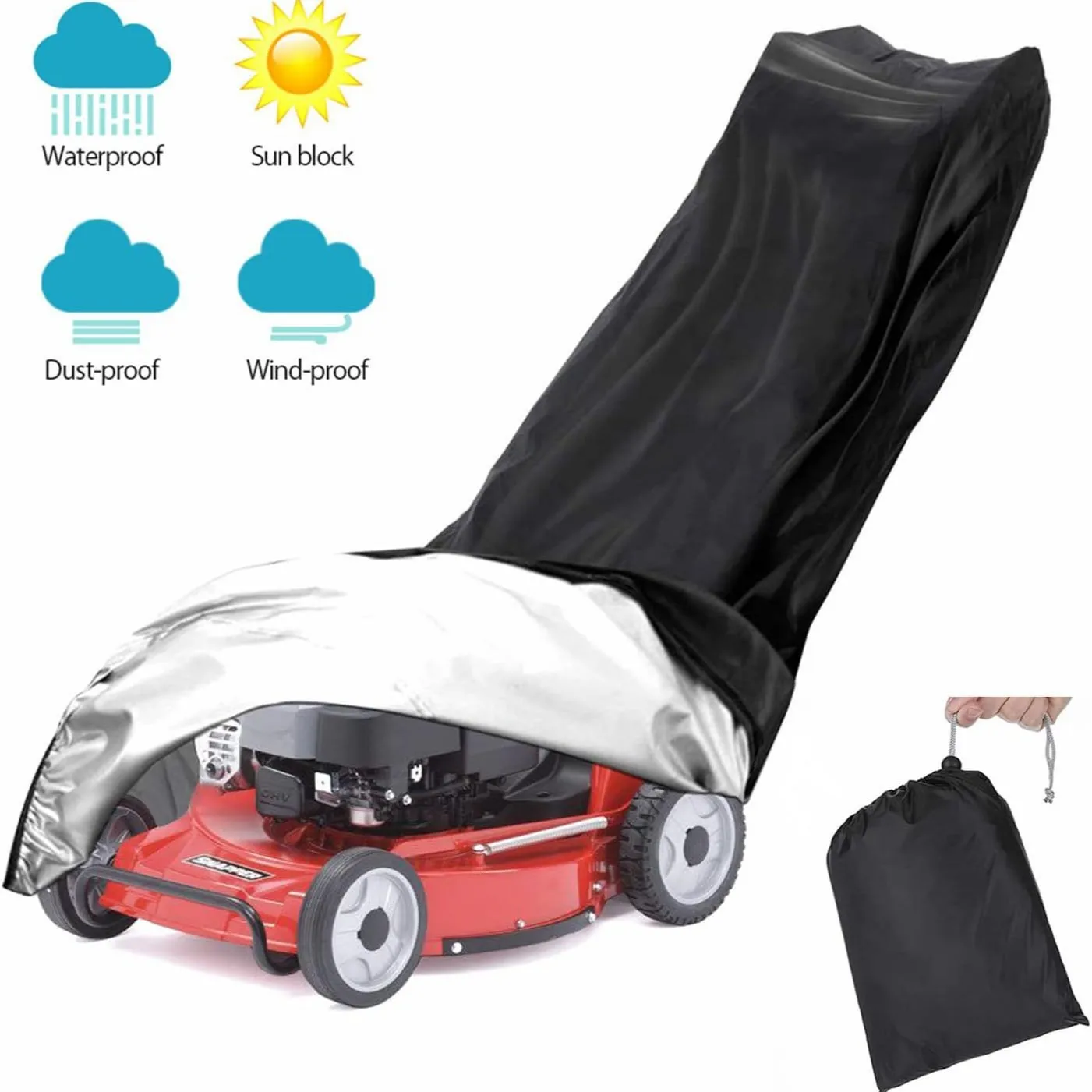 Newest Outdoor Garden Waterproof Lawn Mower Cover UV Protector Rainproof Sunscreen Oxford Cloth Universal Size Protective Cover