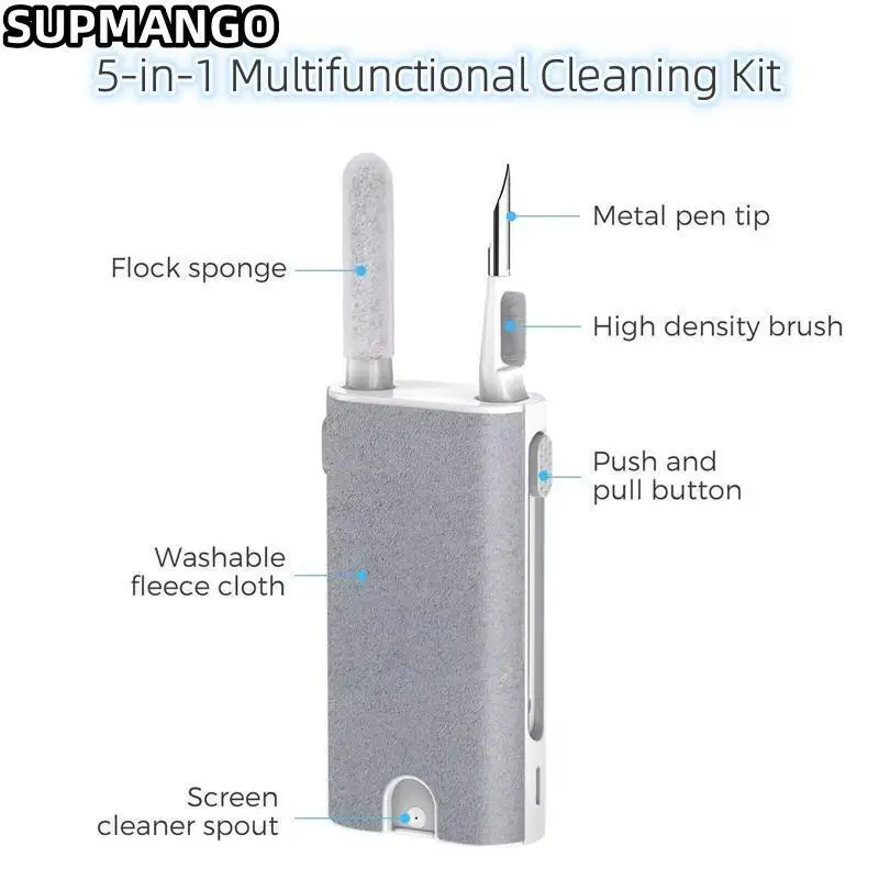 5 in 1 Earphone Cleaner Brush Kit Camera Phone Tablet Laptop TV Screen Cleaning Tools Headset Cleaning Pen