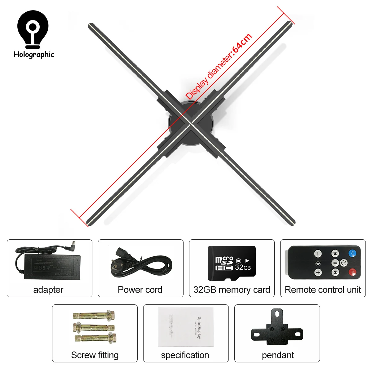 Imagem -06 - Ventilador do Projetor do Holograma 3d Remoto Controle Wifi Exibição de Publicidade Comercial Suporte 32g Cartão sd 56100cm