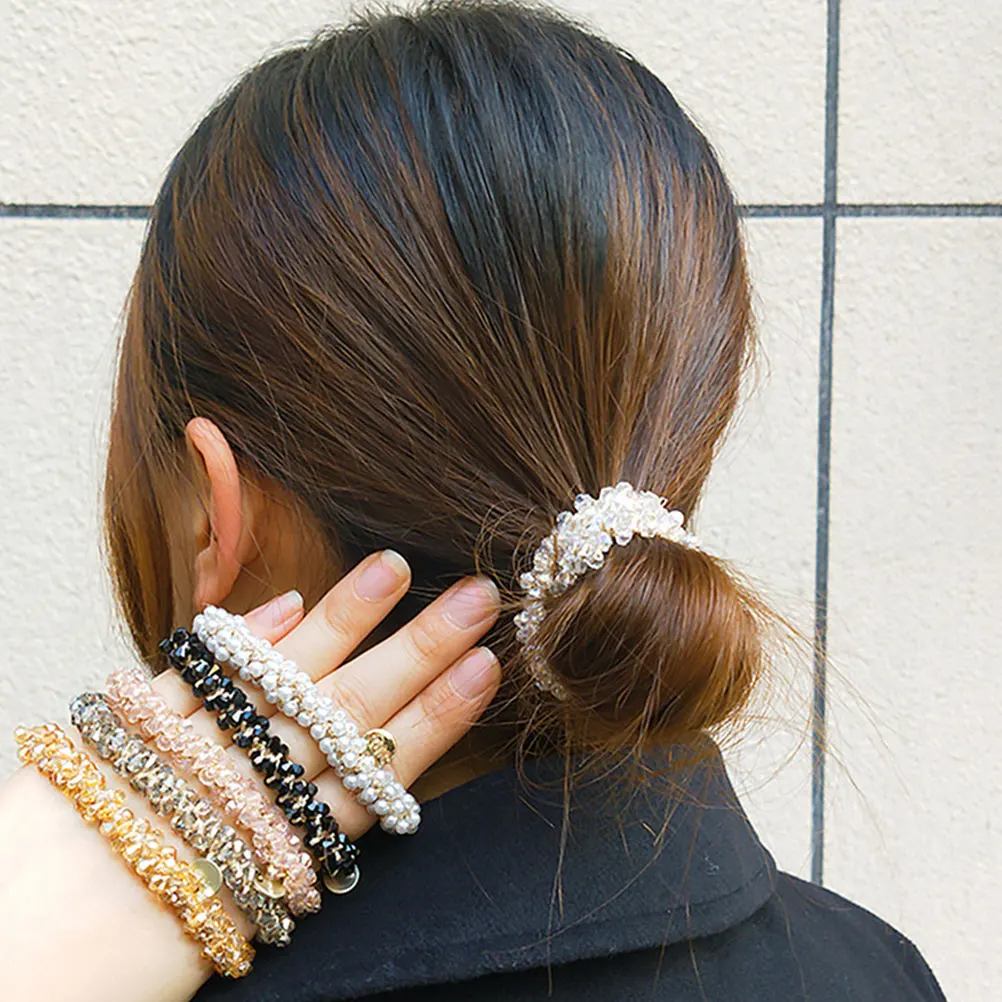 

3 Pcs Hair Tie Daily Wear Accessories Rhinestone Ponytail Holder Elasticity Women's Ties for Thick Bands Buns High