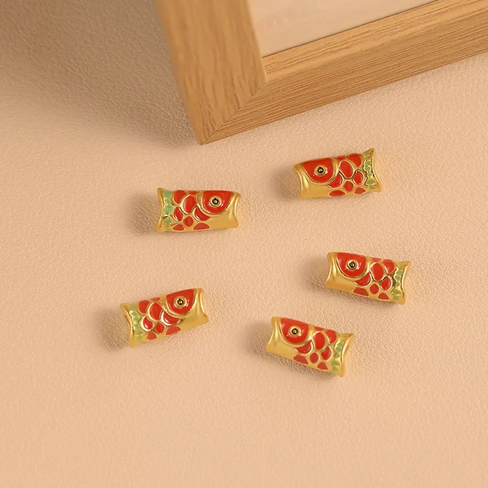

10Pcs Koi Fish Charm Beads Alloy Loose Beads Safe Wear Resistant DIY Bracelet DIY Jewelry Making Supplies Decorative Charms