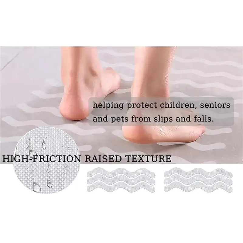 TFORU-No Residue Waterproof Wavy Bathtub Non Slip Stickers, Grip Treads For Tub, Shower Floor, Stairs, Ladders And Boats