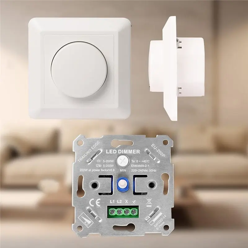 BMBY-placa de cobertura branca incluída interruptor dimmer LED 230V para leds reguláveis/sistemas halógenos 5-200W