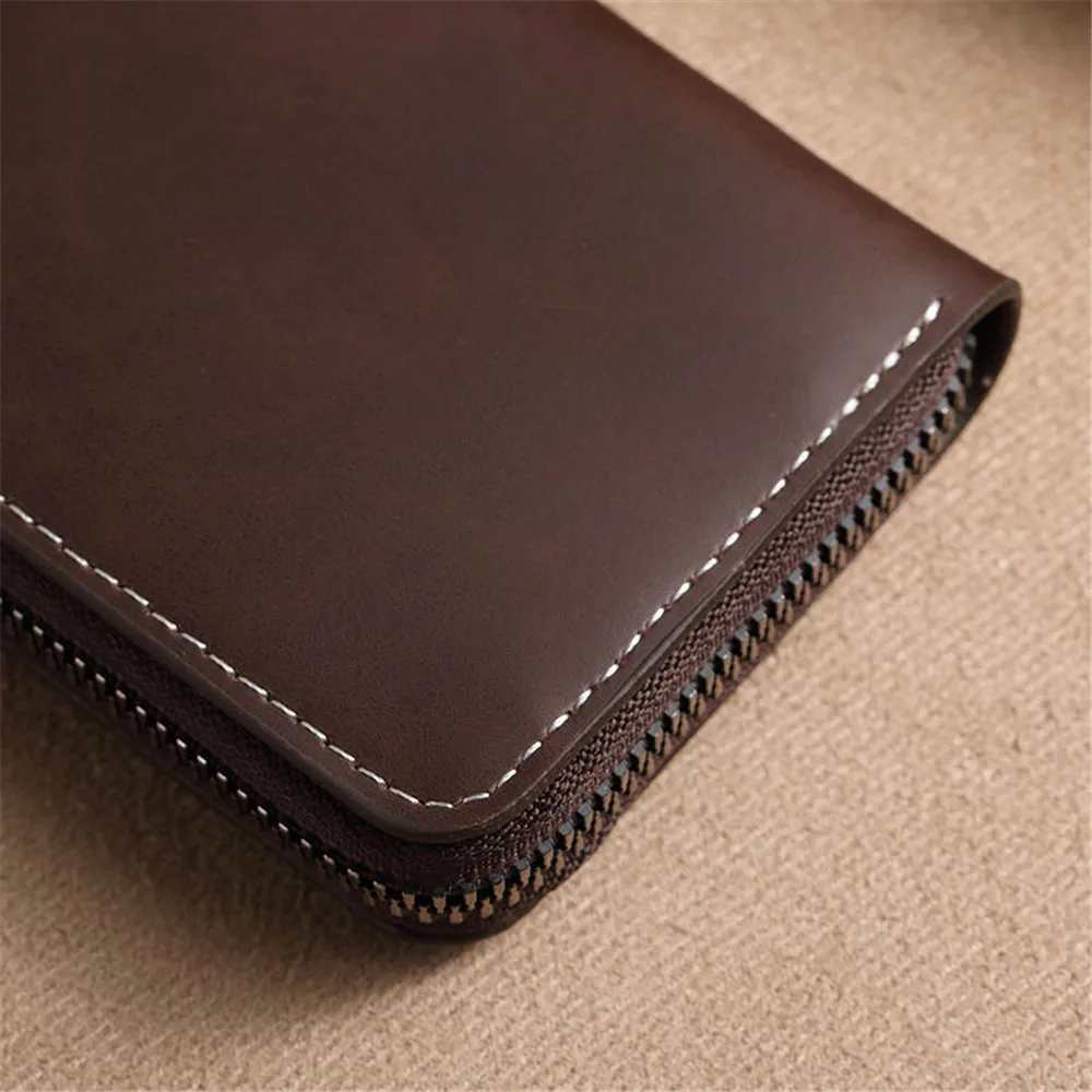 Mini tarjetero de negocios para mujer, bolso con cremallera, tarjetero negro y marrón, monedero