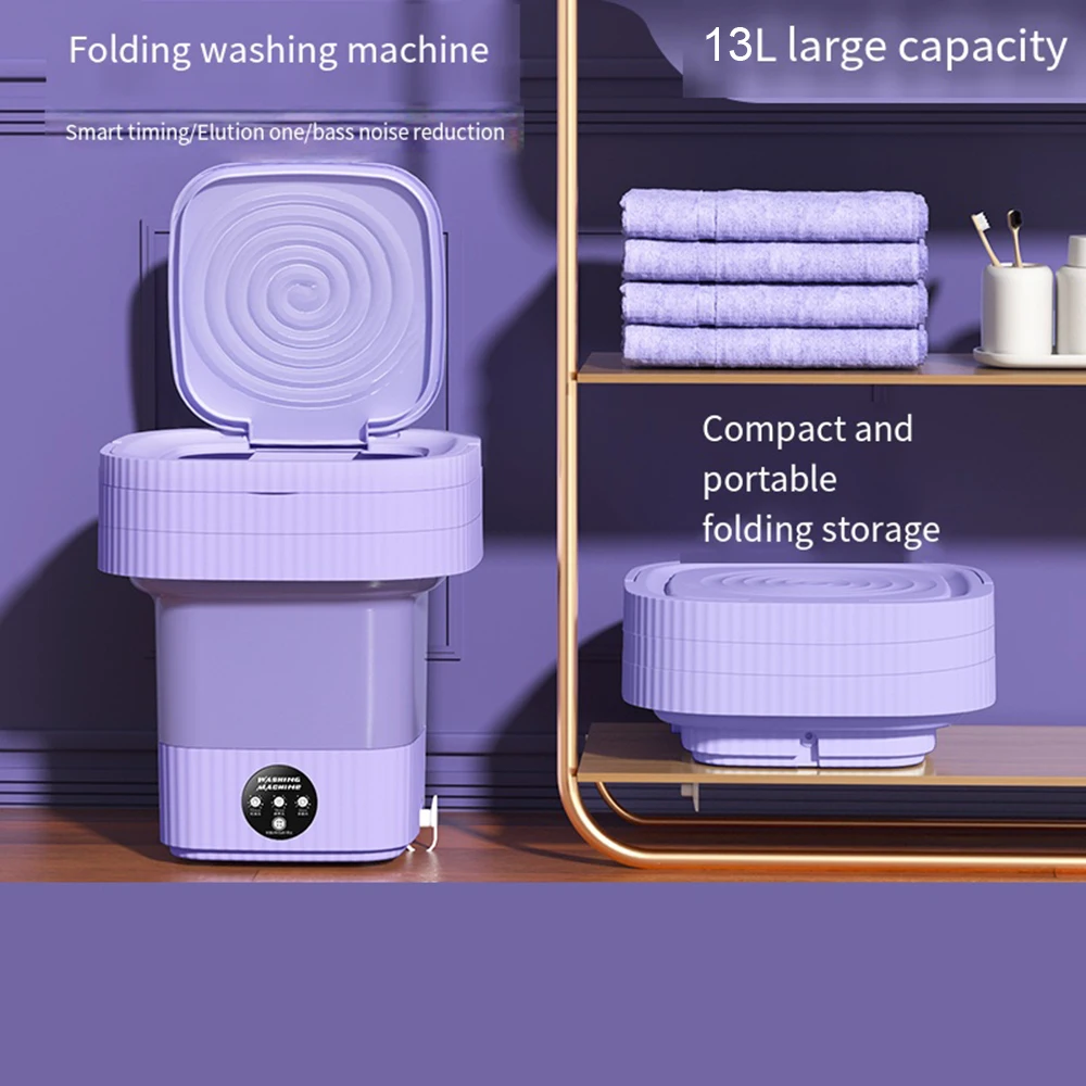 بالموجات فوق الصوتية سعة كبيرة قابلة للطي غسالة مع استنزاف سلة ، المحمولة غسالة صغيرة للشقة ، السفر الملابس الداخلية ، 13L ، الاتحاد الأوروبي