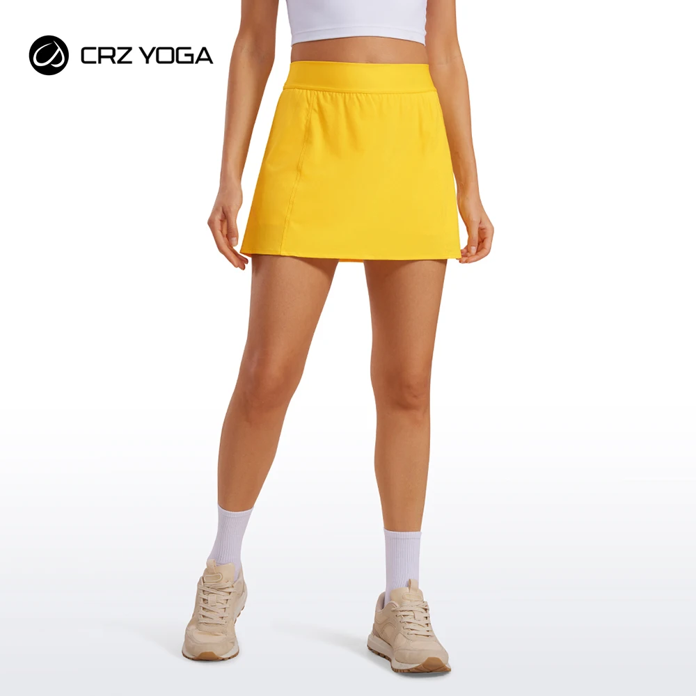 

CRZ YOGA A Line Golf Skirts for Women High Waisted Casual Tennis Pickleball Athletic Skorts with Shorts Pockets