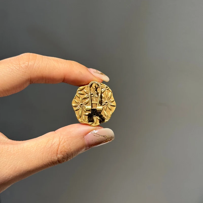 خمر الخوخ الوردي التدرج الزجاج أقراط مستديرة العتيقة الذهب اللون الحلوى اكسسوارات للنساء حفل زفاف 2025 جديد #6