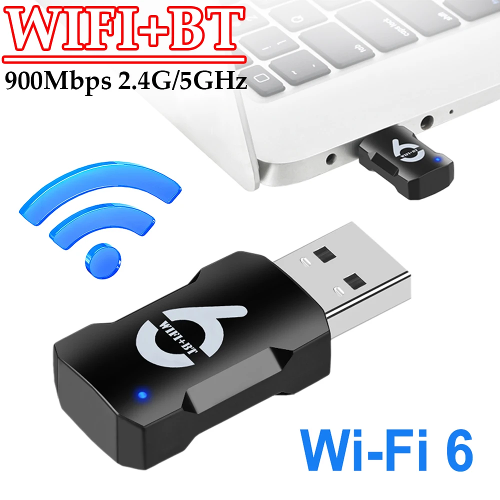 AX915 WiFi6 Smart Network Card Bluetooth-Compatible 5.3 Wifi Receiver Dual-Band USB WiFi Dongle 900Mbps for Laptop Windows 10 11