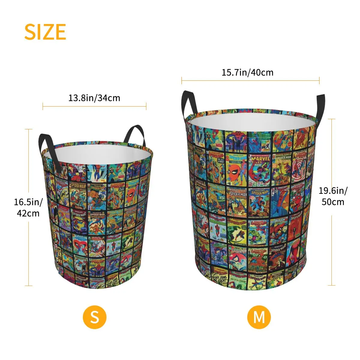 Superhero Comic Book Collection Pattern Dirty Laundry Baskets Foldable Large Waterproof Clothes Toys Sundries Storage Basket