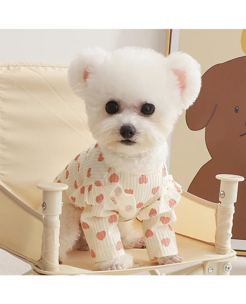 

Heart Print Pet T-shirt Cute Dog Cat Clothes Breathable Mesh Wear All Adjustable Straps for Small Medium Large Pets - Puppy