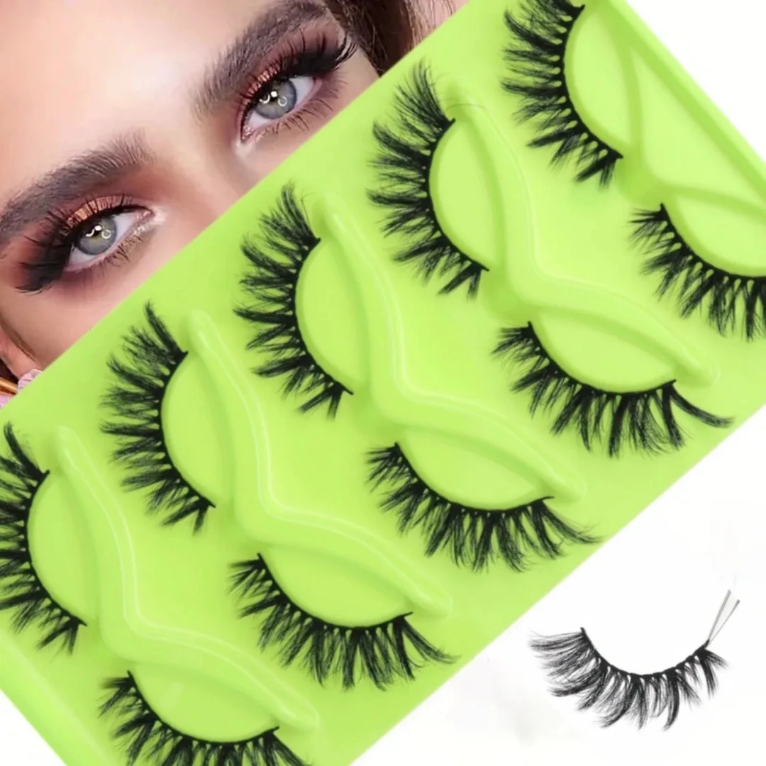 5 pares de pestañas postizas de ojo de gato, cola rizada gruesa, alargamiento de pestañas de zorro 3D, maquillaje de ojos de hada rizada de moda, mejora tu apariencia