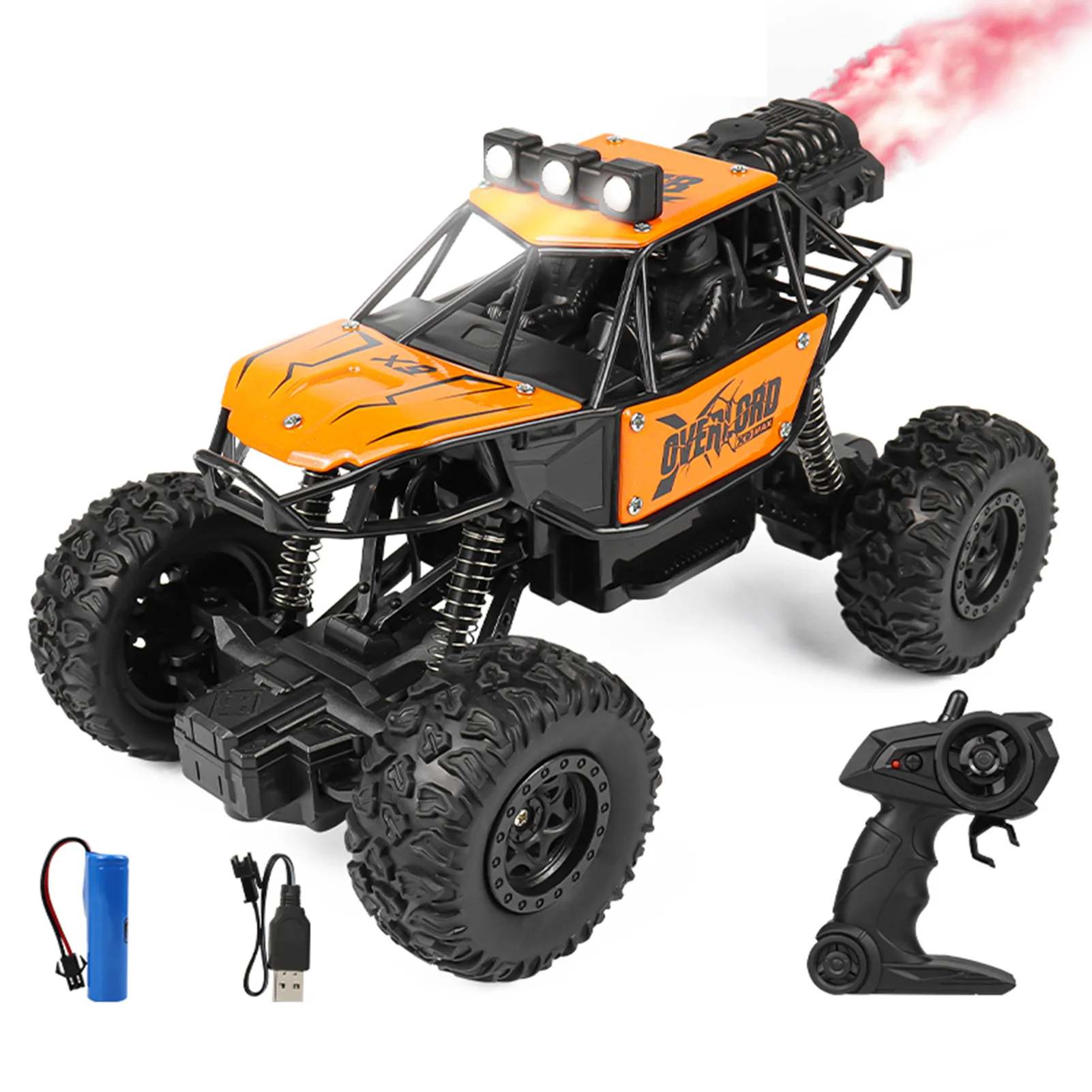 

2.4G Electric Off-Road Spray RC Car with LED Lights 1/18 2WD RC Truck All Terrain High Speed 50KM/H Remote Control Car for Kid