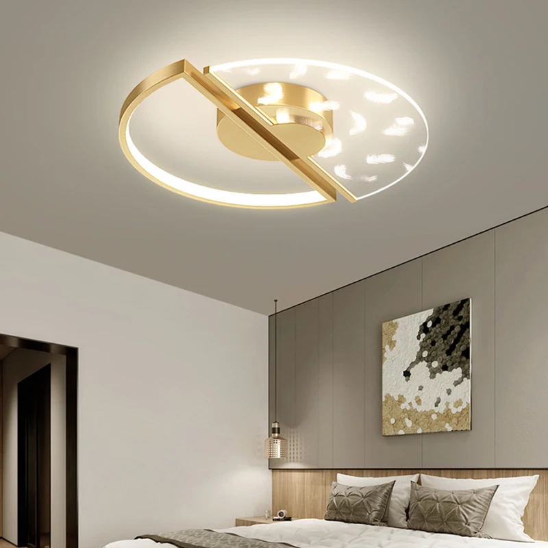 Modern LED Ceiling Chandelier Light For Bedroom Living Room Ceiling Lamp Indoor Lighting Feather Acrylic Lights Decorate Fixture