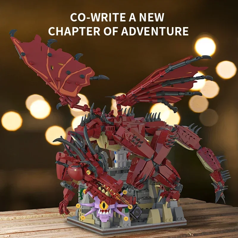 Blocs de construction Dungeon Fire Dragon, 1856 pièces, château d'aventure, vue sur la rue, modèle en briques, décoration de bureau, jouets pour enfants, cadeaux de vacances