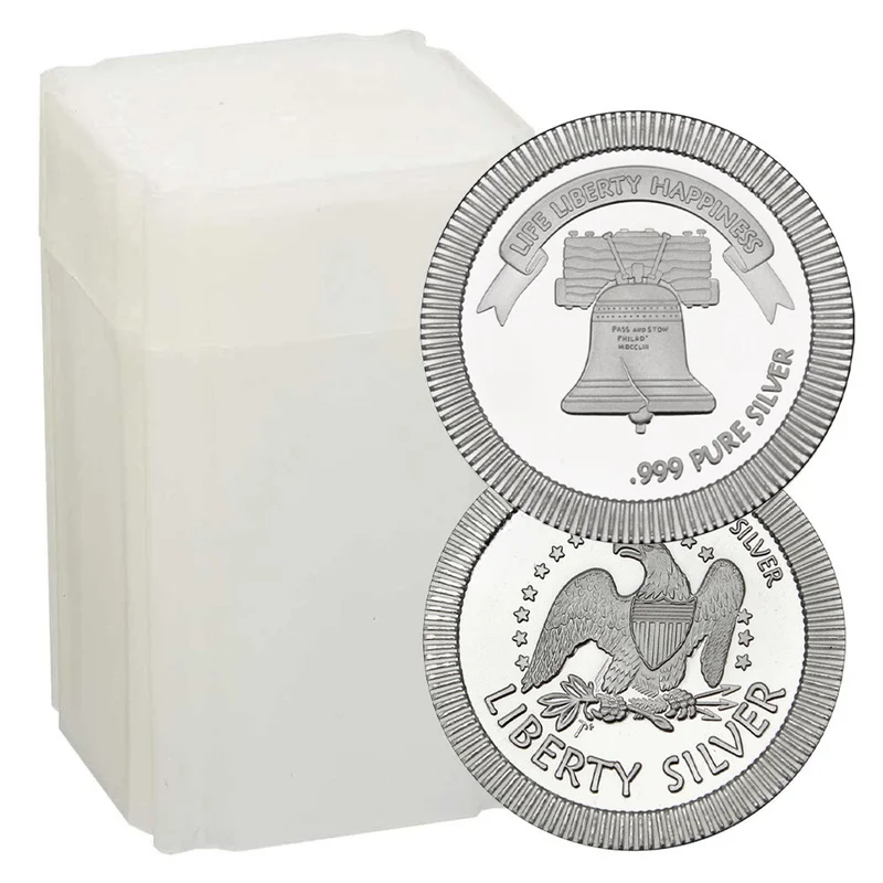 

999 Fine Silver Commemorative Coin - Roll of 20 Stackable Liberty Bell Collectible Keepsake