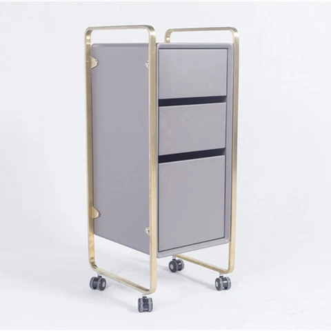 

Barber Cheap Lockable Rolling Metal Beauty Nail Gold Storag Facial Tray Cart Hairdressing New hair Salon Trolley