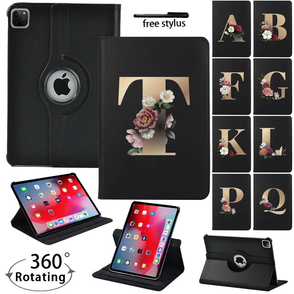 

For Apple IPad Pro 9.7" 10.5"/Pro 11" 2018 2020 360 Degree Rotating Leather Smart Tablet Case - Letter Print Pattern Case