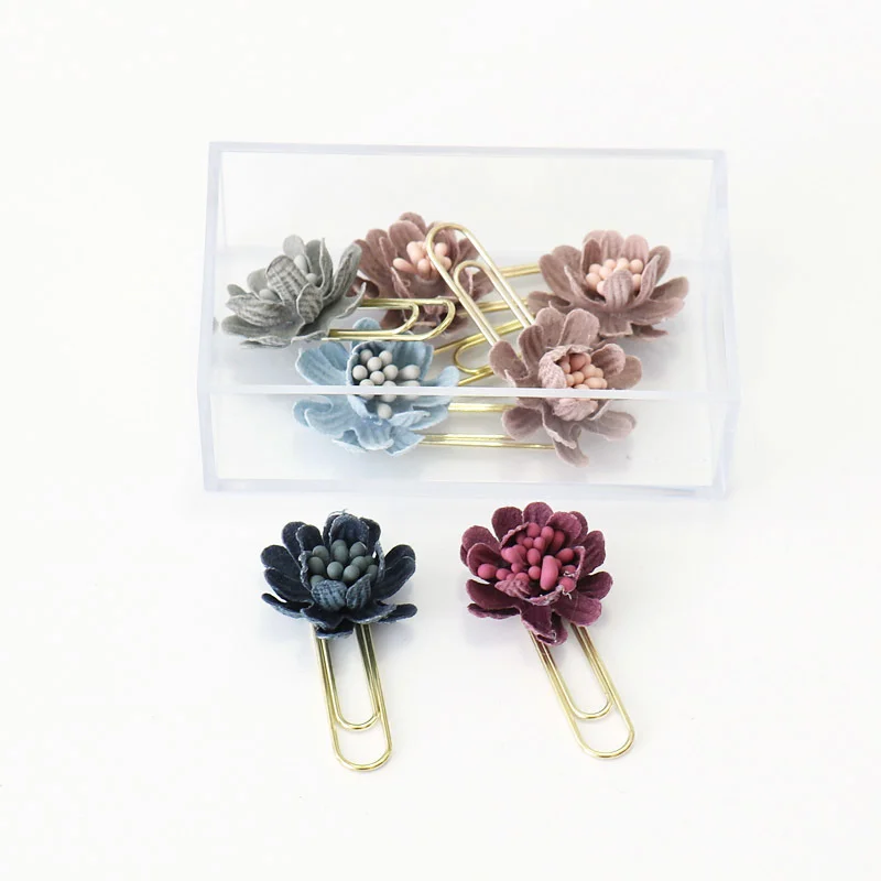 4pcs Modeling Flower Paper Clip Bookmark Note Holder Decor Paperclip Book Folder Memo Binder Planner Clips Office Stationery