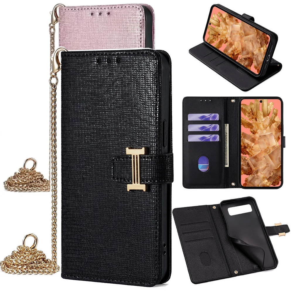 

Чехол-кошелек через плечо для Infinix Smart 8 7 HD 2021, роскошный кожаный металлический плечевой ремень, чехол с 3 картами для infinix Zero 40 30 20